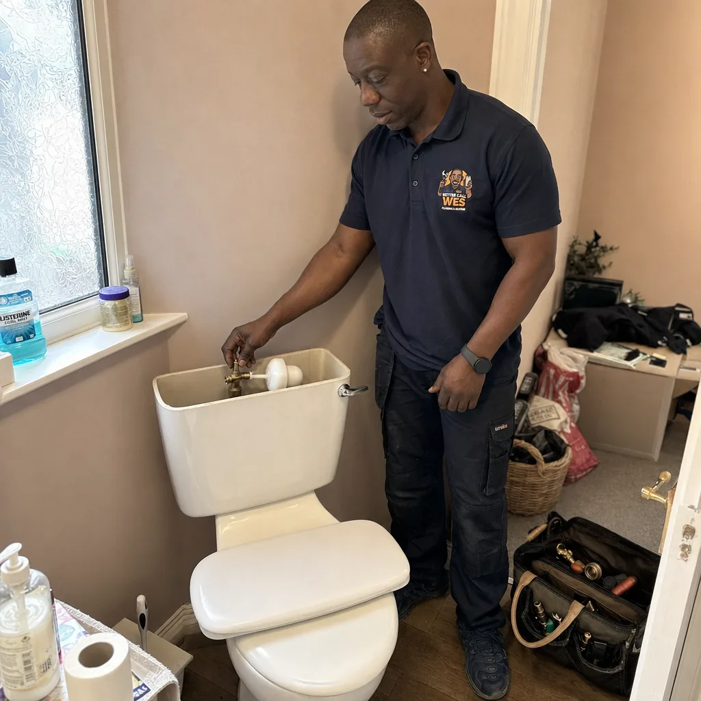 Better Call Wes, Cistern lid up, fill valve check